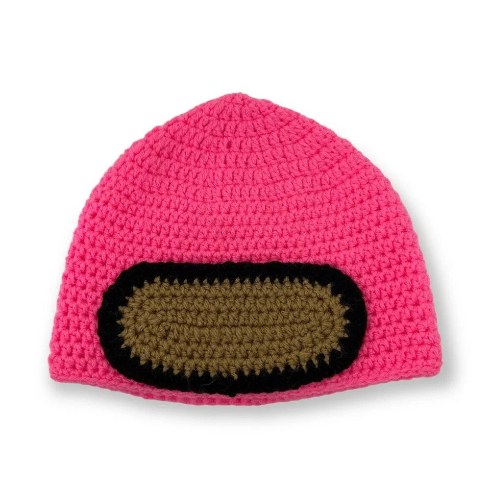 Hand Knit Pink Among Us Inspired Beanie for Kids